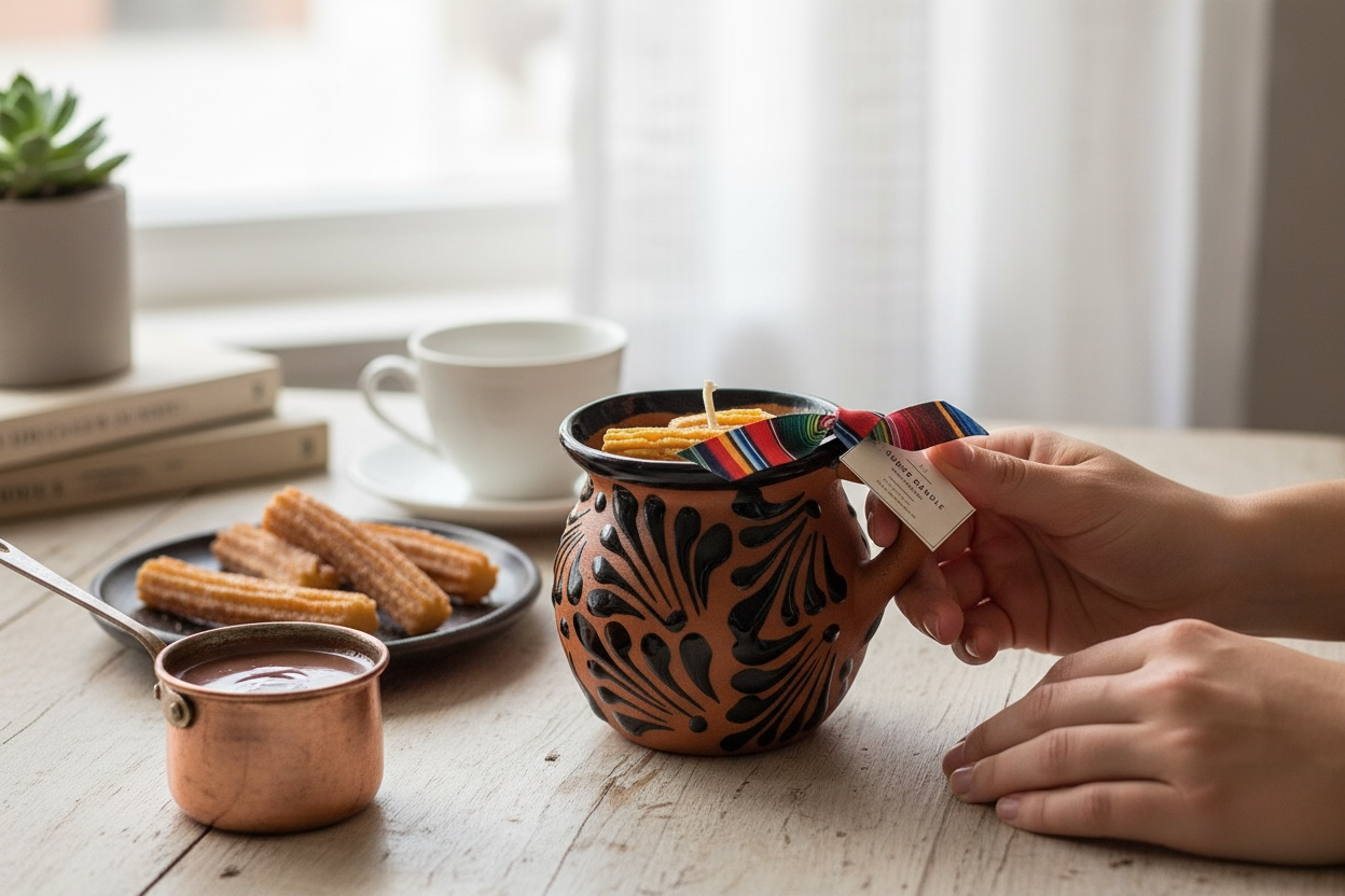 Churro Soy Candle Talavera Mug 16 oz