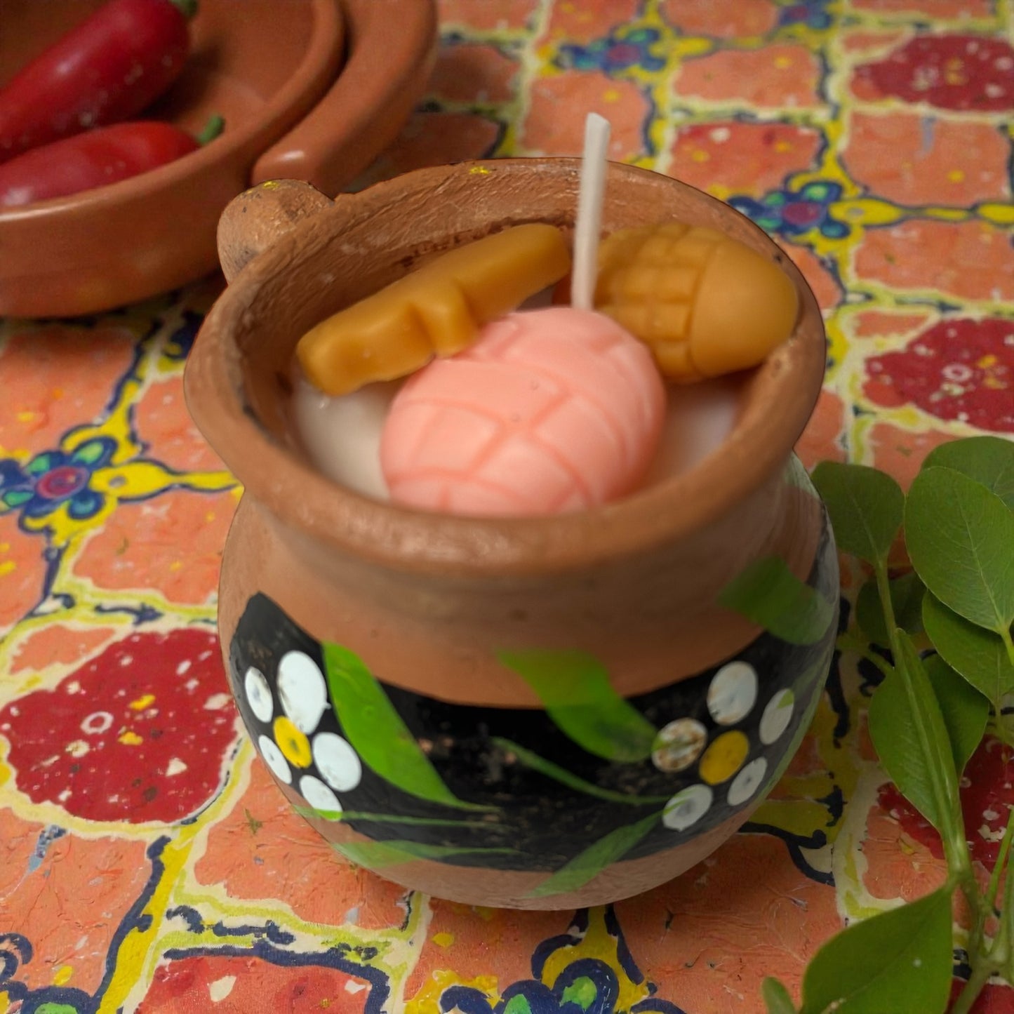 Mexican Pan Dulce Candle – Hand-Poured Natural Soy in Mini Barro Pot 2-3 oz