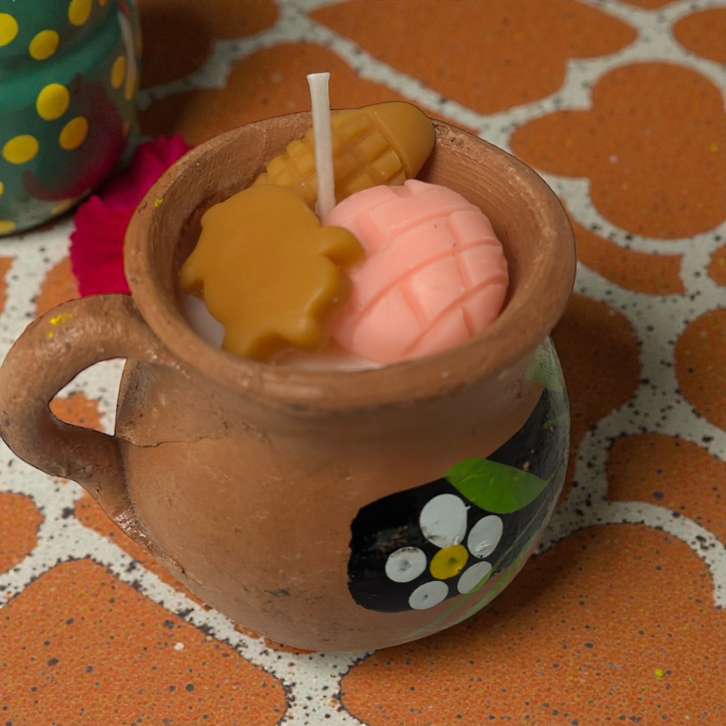 Mexican Pan Dulce Candle – Hand-Poured Natural Soy in Mini Barro Pot 2-3 oz
