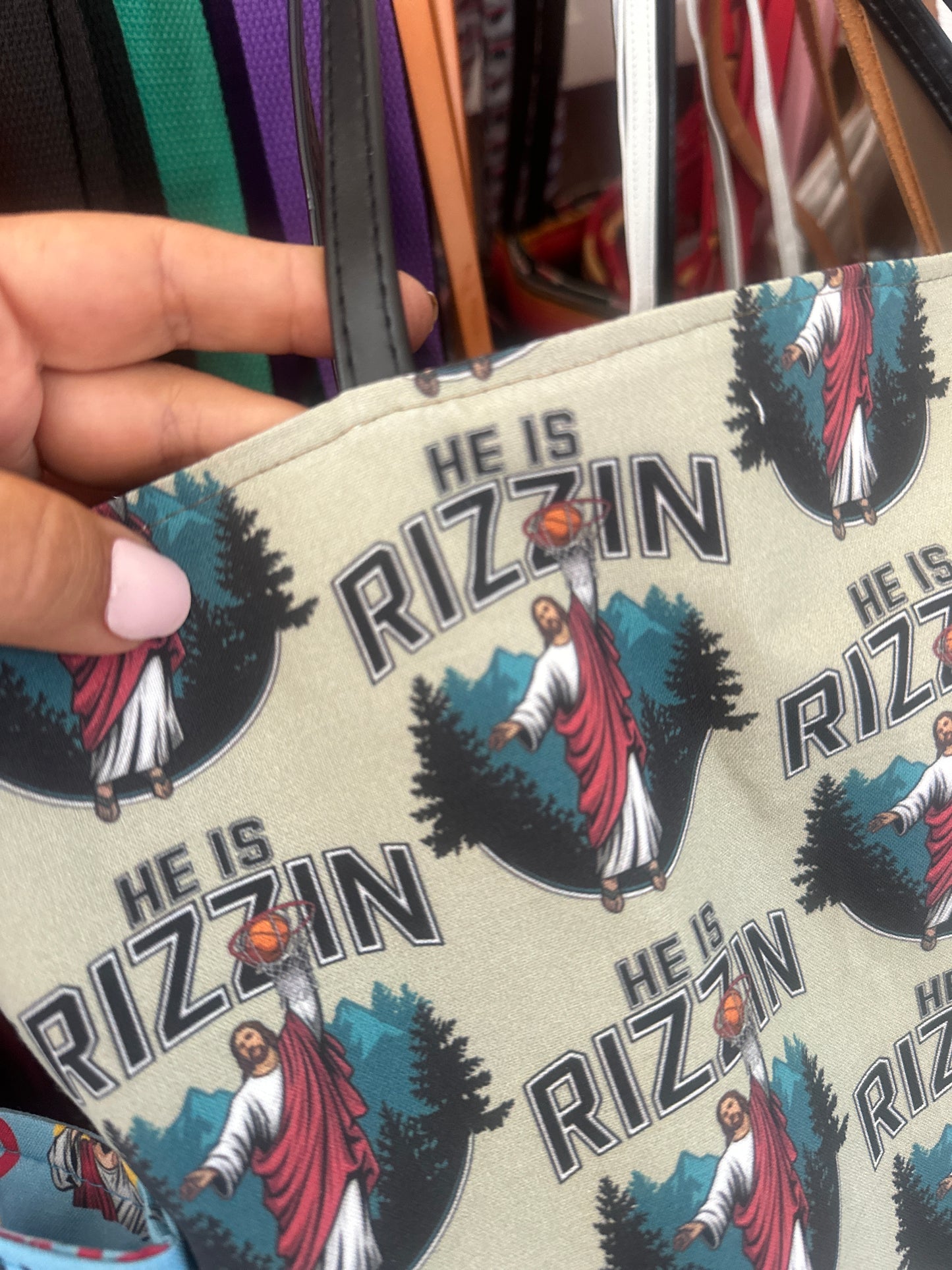 “He Is Rizzin” Reversible Tote Bag