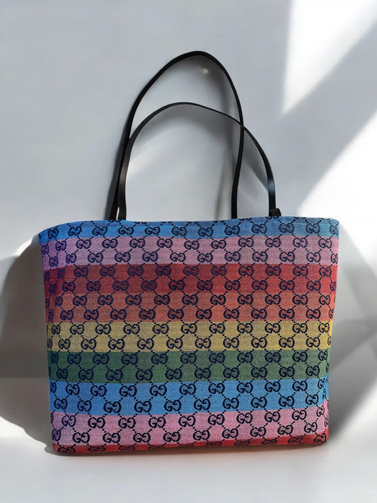 Handmade Reversible Tote – Rainbow GG Canvas
